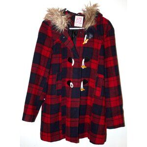 Red and black Tartan Fall Coat / Size L / ardene